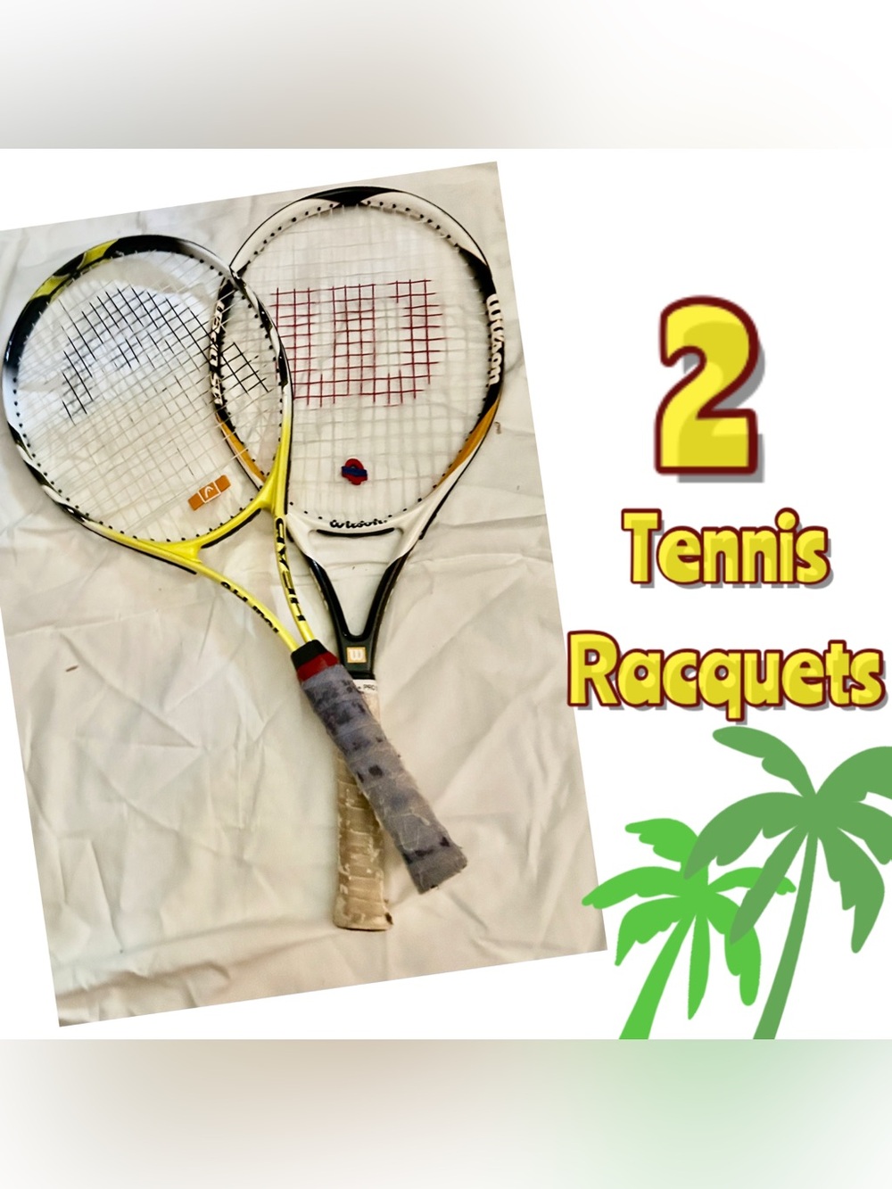 Wilson Yellow and White Tennis Racquets - Pair